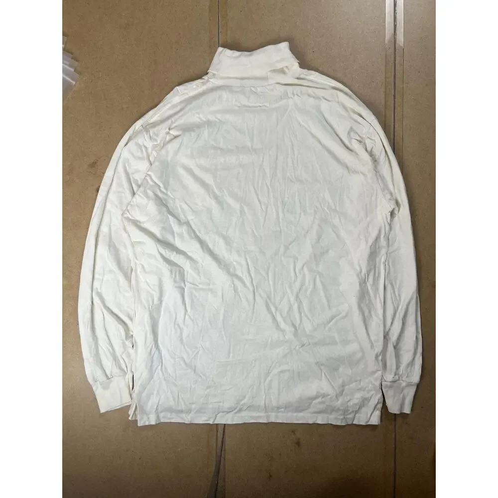 Polo Ralph Lauren Shirt Mens L White Turtleneck Long Sleeve Pocket Cotton Jersey